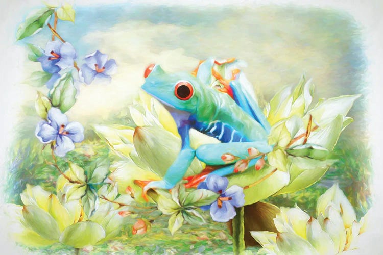 Frog In The Flowers