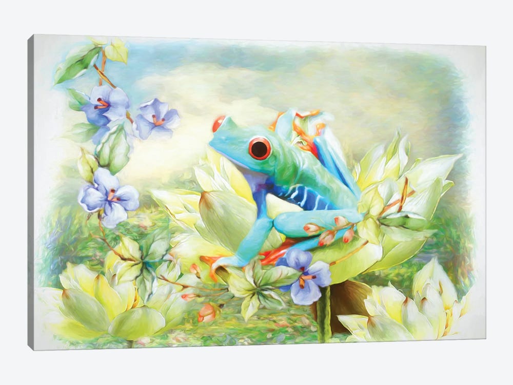 Frog In The Flowers by Trudi Simmonds 1-piece Canvas Art