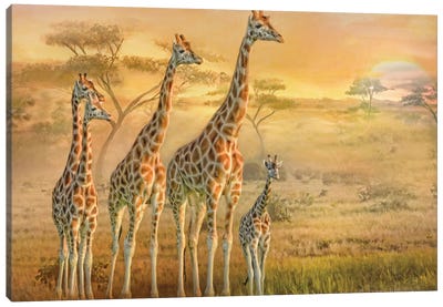 Giraffe Family Canvas Art Print - Trudi Simmonds
