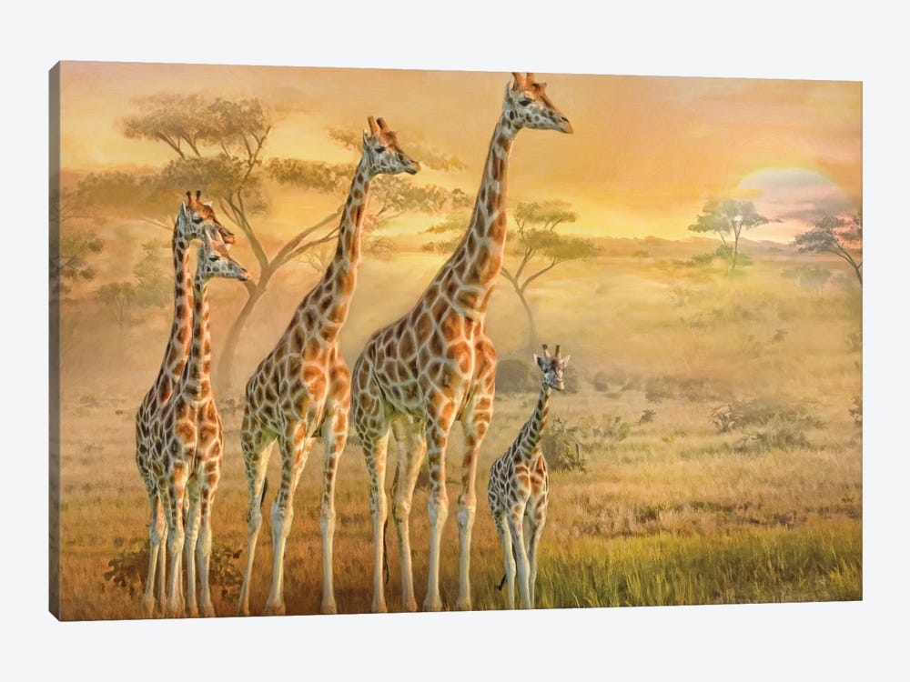 Giraffe Family by Trudi Simmonds 1-piece Art Print