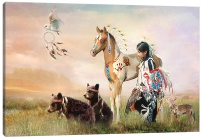 Little Warriors Canvas Art Print - Indigenous & Native American Culture