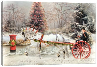 On The Road To Christmas Canvas Art Print - Farmhouse Christmas Décor