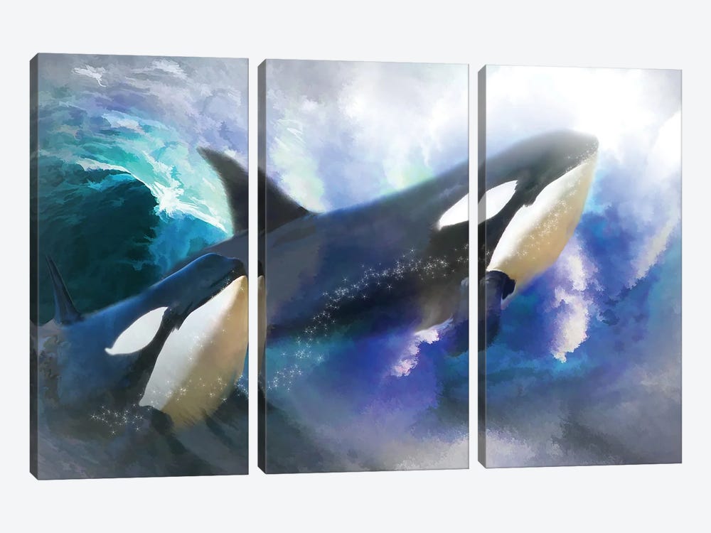 Orca Wild by Trudi Simmonds 3-piece Canvas Art Print