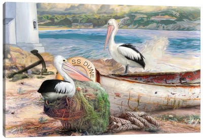 Pelican Cove Canvas Art Print - Pelican Art