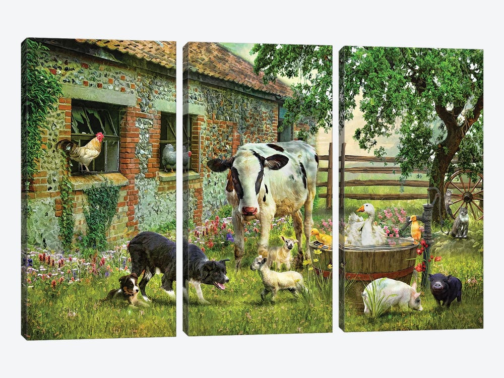 Barnyard Chatter by Trudi Simmonds 3-piece Canvas Artwork