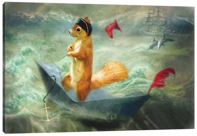 The Landing Party Canvas Art Print - Squirrel Art