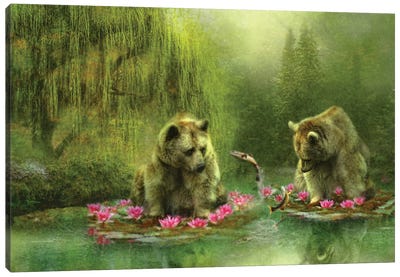 Bear Dreaming Canvas Art Print - Trudi Simmonds