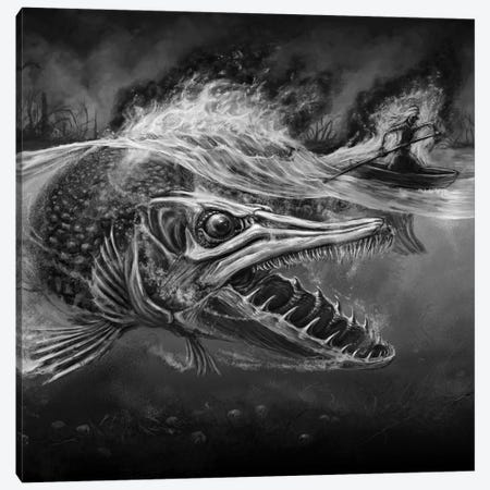 Giant Pike Of Tuonela Underworld Canvas Print #TRP12} by Tero Porthan Canvas Artwork