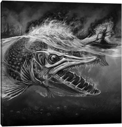 Giant Pike Of Tuonela Underworld Canvas Art Print - Gray Art
