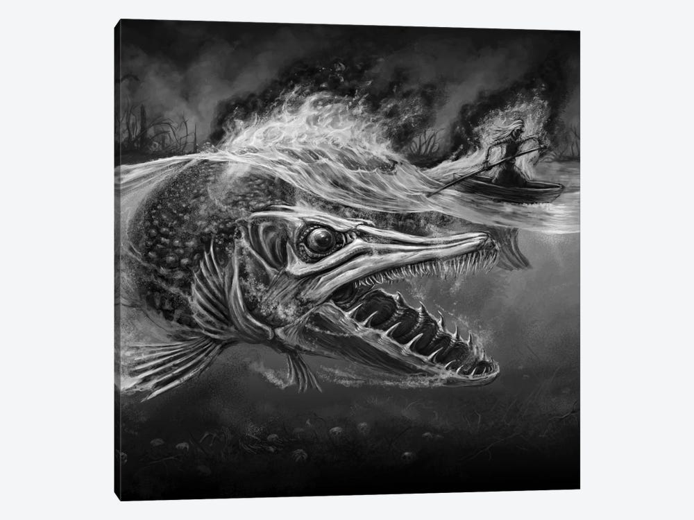 Giant Pike Of Tuonela Underworld by Tero Porthan 1-piece Canvas Artwork