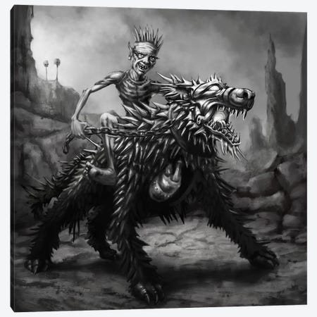 Goblin Dog Ride Canvas Print #TRP14} by Tero Porthan Canvas Print