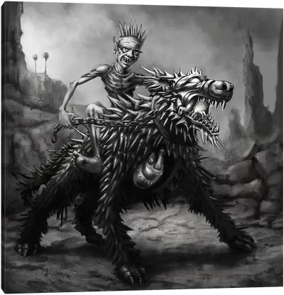 Goblin Dog Ride Canvas Art Print - Tero Porthan