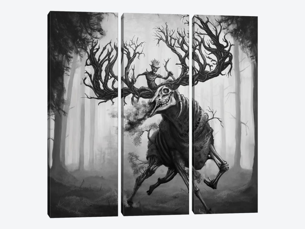 Goblin's Elk, Hiiden Hirvi by Tero Porthan 3-piece Canvas Art Print