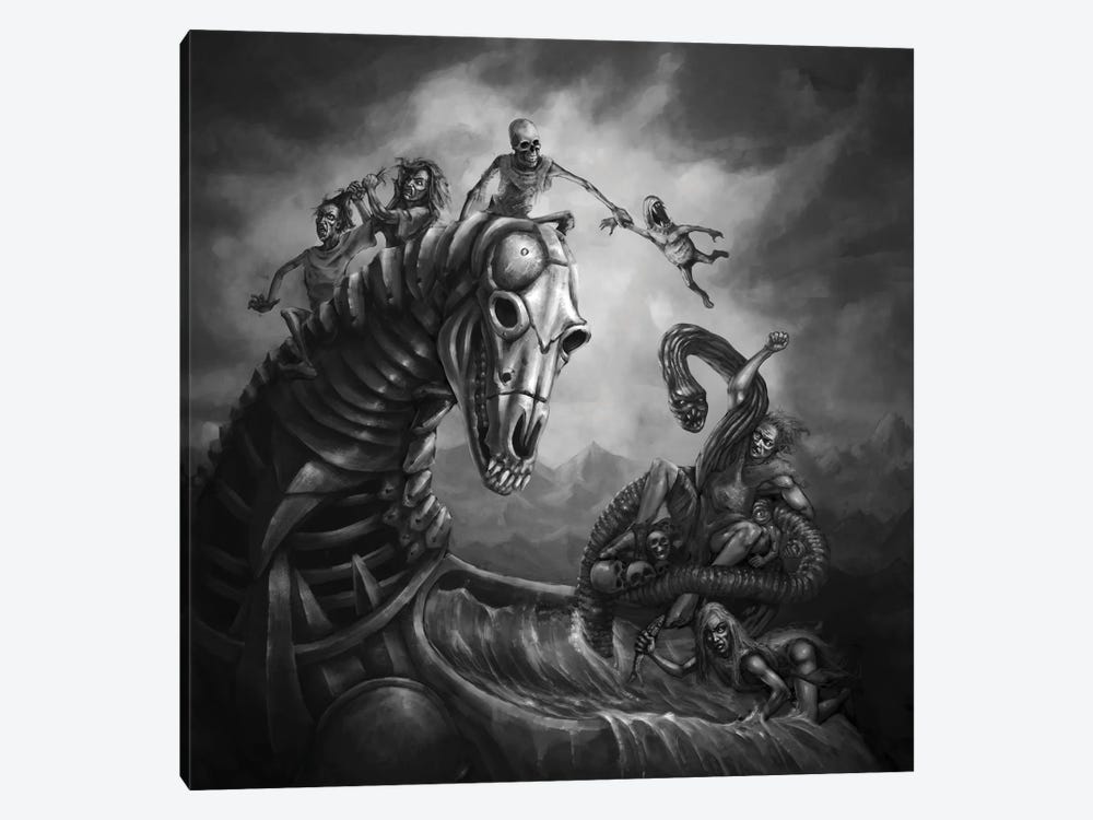 Goblin's Horse And Wild Ride To The Underworld by Tero Porthan 1-piece Canvas Art Print