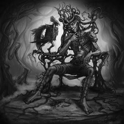 Hiisi Forest God With Lempo Spirit by Tero Porthan canvas print