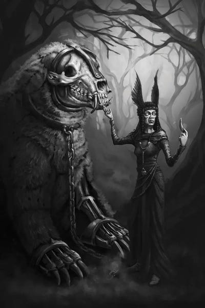 Witches: Louhi With Iron Bear by Tero Porthan
