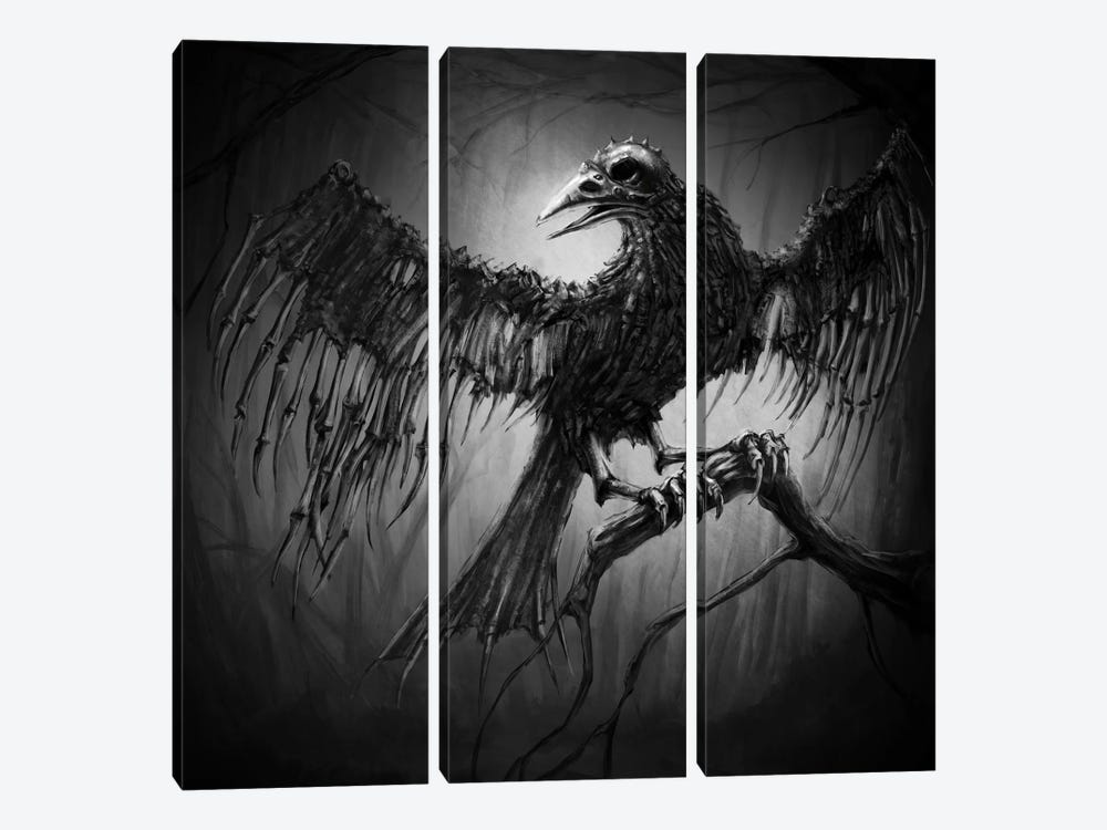 Raven Of The Underworld by Tero Porthan 3-piece Canvas Print