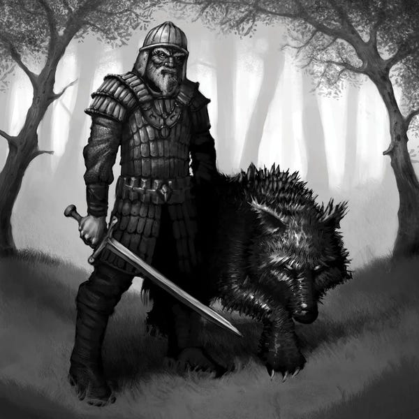 Tero Porthan: Shaman Warrior With Beast by Tero Porthan