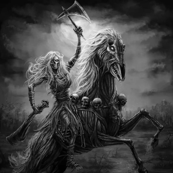 Pop Surrealism & Lowbrow: Surma, Death, On Horse by Tero Porthan