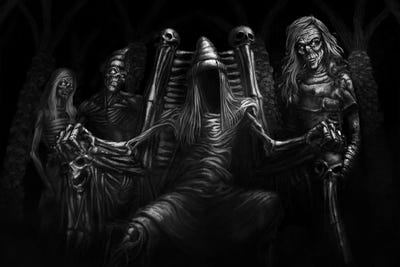 Tuonela Family On Throne by Tero Porthan canvas print