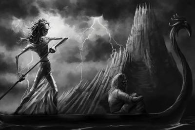 Tuonela Ferry by Tero Porthan multi panel art