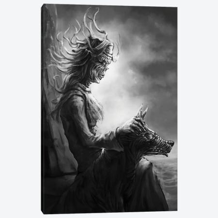 Tuonetar Lady Of Underworld With Dogs Canvas Print #TRP49} by Tero Porthan Art Print