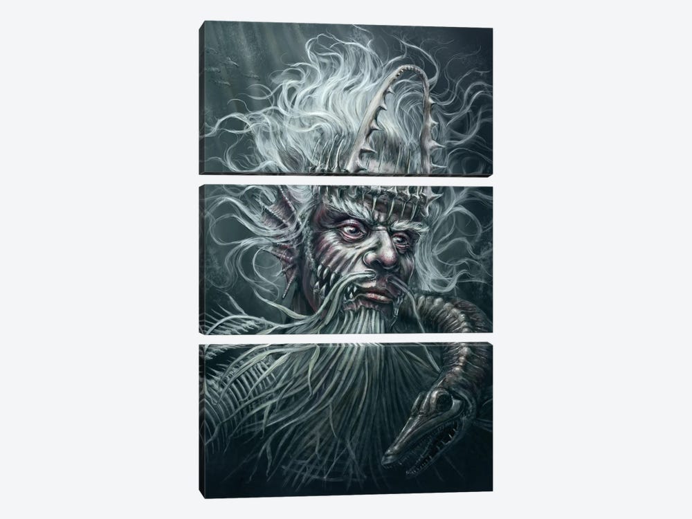 Water God Ahti (Color) by Tero Porthan 3-piece Canvas Wall Art