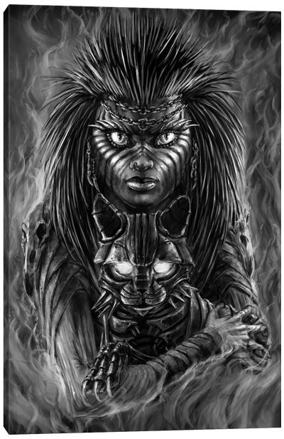 Goblin Girl With Cat Canvas Art Print - Tero Porthan