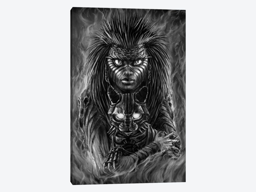 Goblin Girl With Cat by Tero Porthan 1-piece Art Print