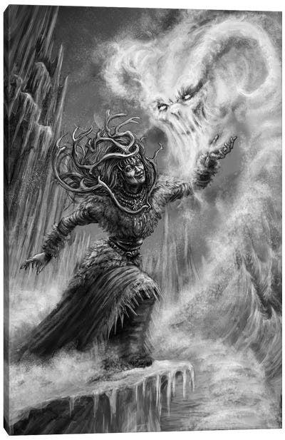 Louhi Kalevala Witch With Great Frost Canvas Art Print - Tero Porthan