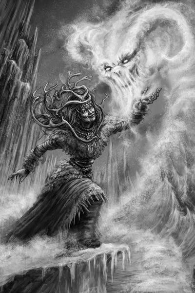 Tero Porthan: Louhi Kalevala Witch With Great Frost by Tero Porthan