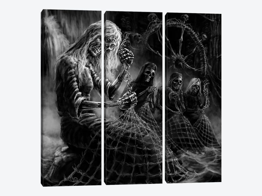 Weavers Of Nets Of Death by Tero Porthan 3-piece Canvas Print