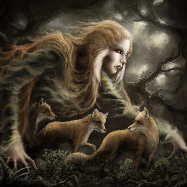 Käreitär, Finnish Goddess Of Foxes by Tero Porthan wall art