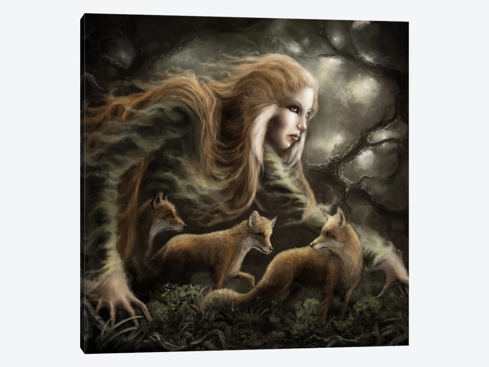 Käreitär, Finnish Goddess Of Foxes by Tero Porthan 1-piece Canvas Art Print