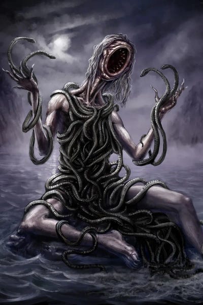 Syöjätär, Finnish Goddess Of Snakes by Tero Porthan multi panel art