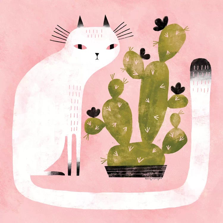 Cat - Cactus by Terry Runyan wall art