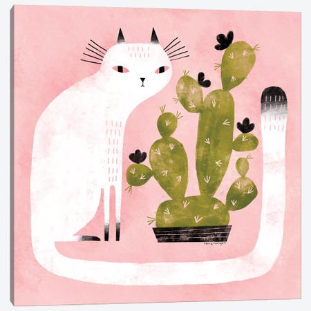 Cat - Cactus Canvas Print #TRU13} by Terry Runyan Canvas Print