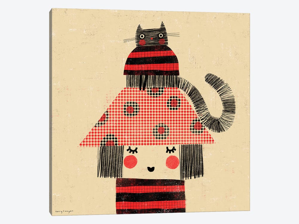 Cat - Hat by Terry Runyan 1-piece Canvas Artwork