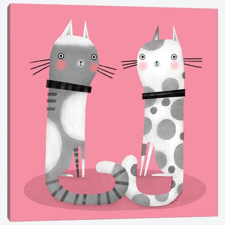 Cats On Pink Canvas Print #TRU23} by Terry Runyan Canvas Art