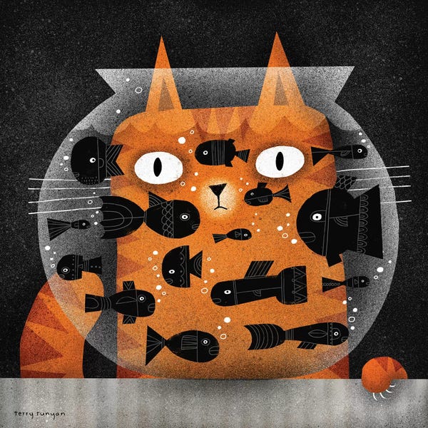 Mid-Century Modern Animals: Fishing by Terry Runyan