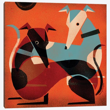 Greyhound Pair Canvas Print #TRU42} by Terry Runyan Canvas Artwork