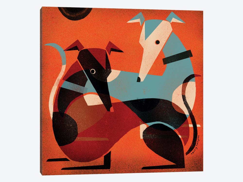 Greyhound Pair by Terry Runyan 1-piece Art Print