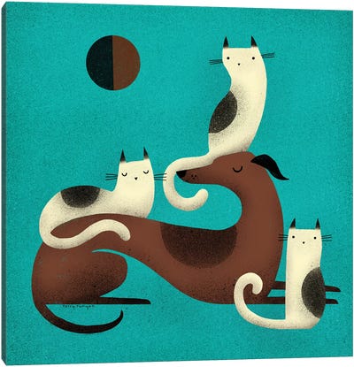 Greyhound Perch Canvas Art Print - Mid-Century Modern Animals