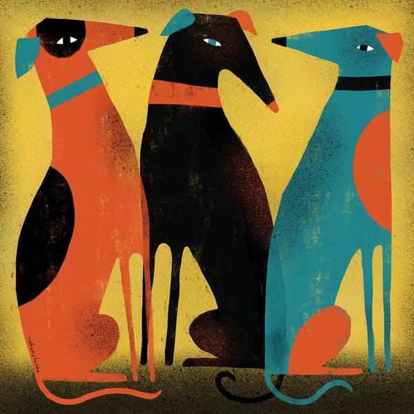 Mid-Century Modern Animals: Greyhounds by Terry Runyan