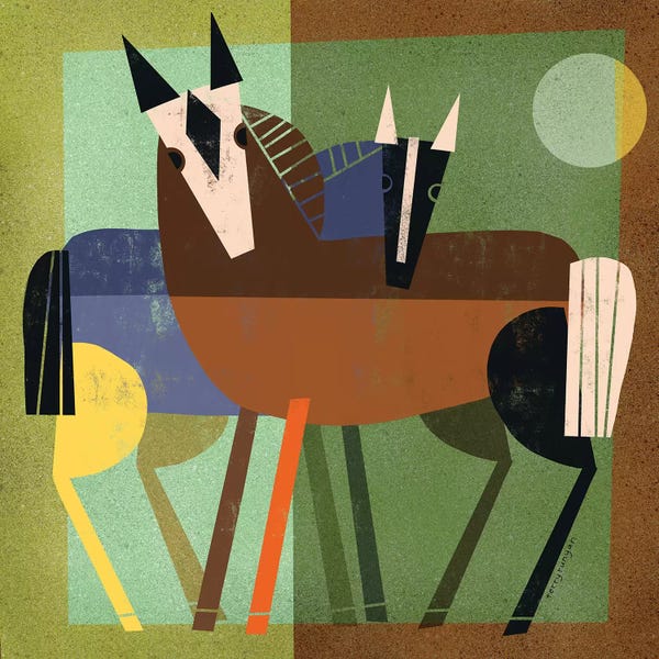 Mid-Century Modern Animals: Horse Hug by Terry Runyan