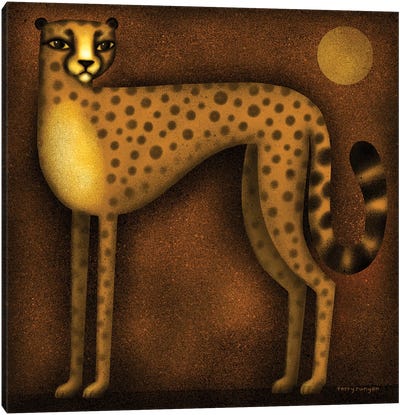 Night Cheetah Canvas Art Print - Mid-Century Modern Animals