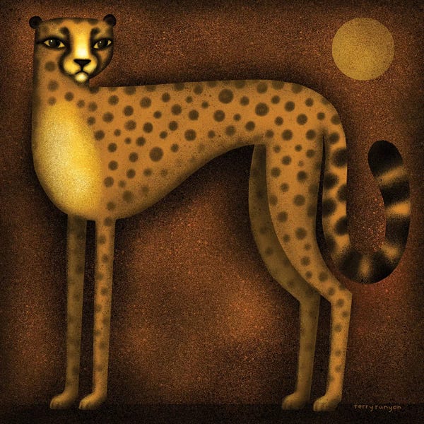 Mid-Century Modern Animals: Night Cheetah by Terry Runyan