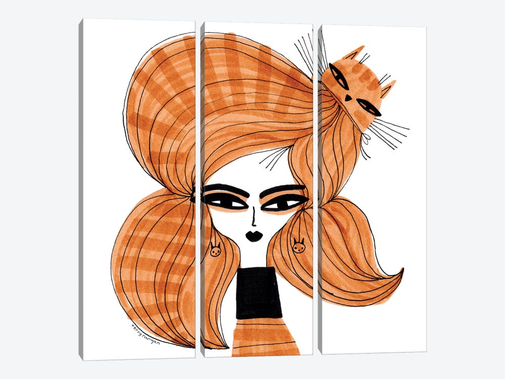 Orange Tabby Hair by Terry Runyan 3-piece Canvas Art