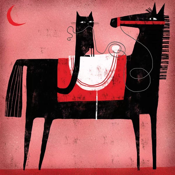 Mid-Century Modern Animals: Red Moon by Terry Runyan
