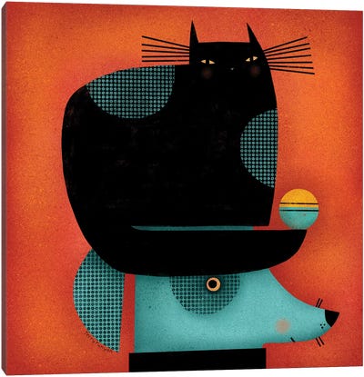 Black Cat On Head Canvas Art Print - Terry Runyan